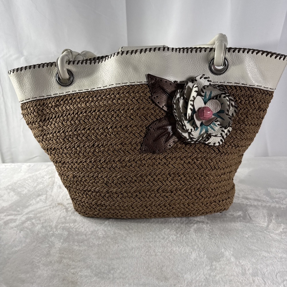 Brighton Large Straw & Leather Tote Bag